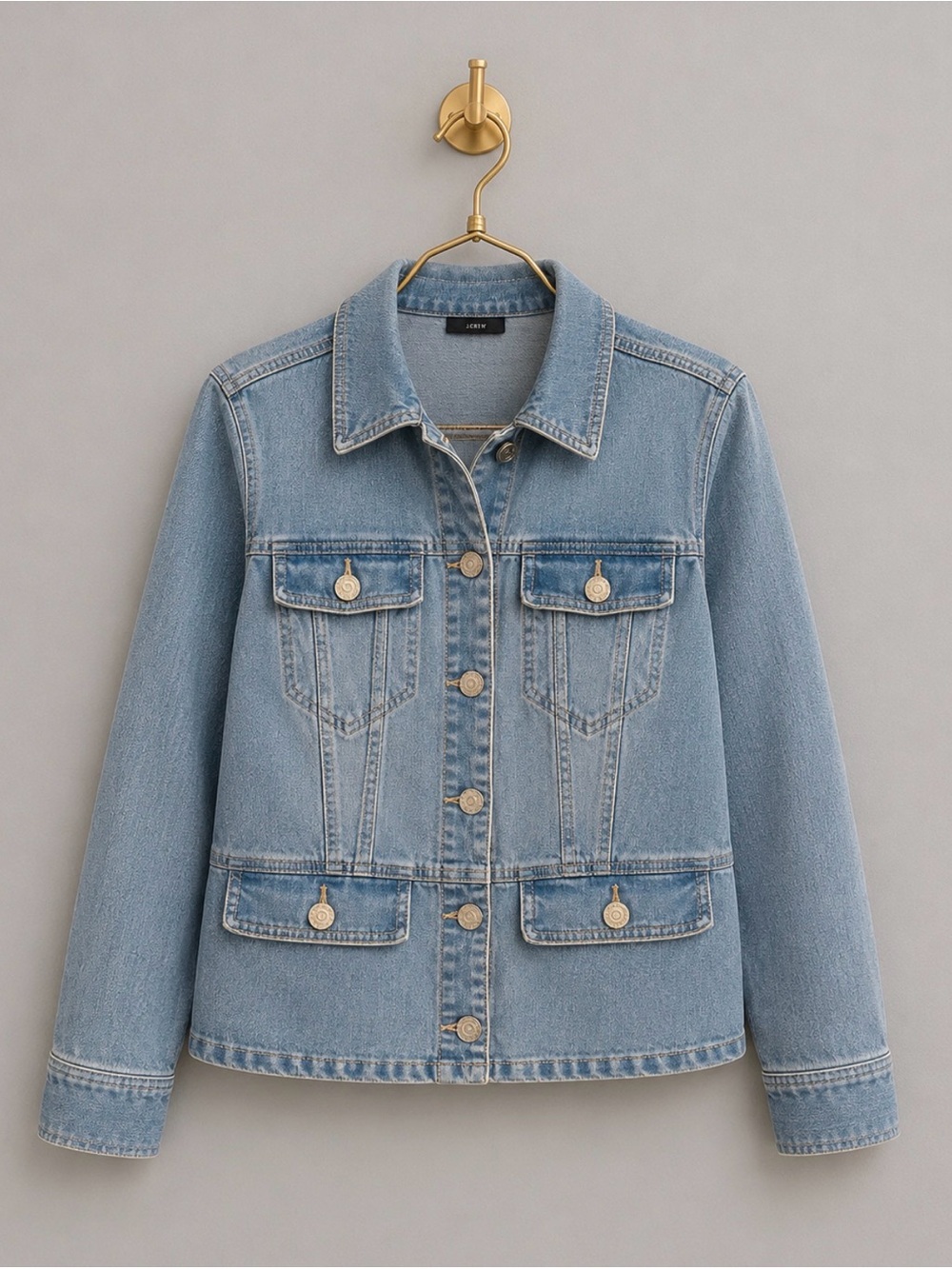 Susan Graver Denim Light Blue Fitted Jacket Sz Xtra-Small